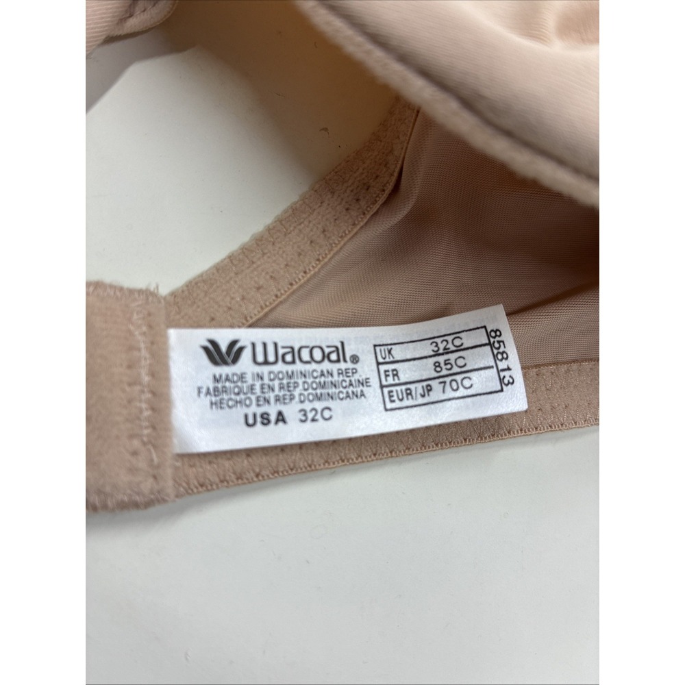 WACOAL Body Suede Size 32C Beige Nude Unlined Pearls Underwire Bra Style: 85813 - Picture 14 of 16